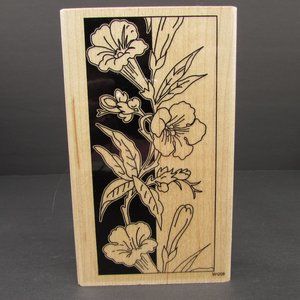 Trumpet Vine Framed Half Silhouette Flower Stamp
